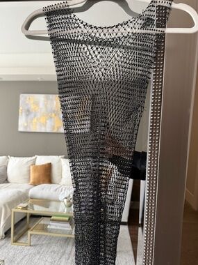 Rhinestone Sheer Mesh Dress
